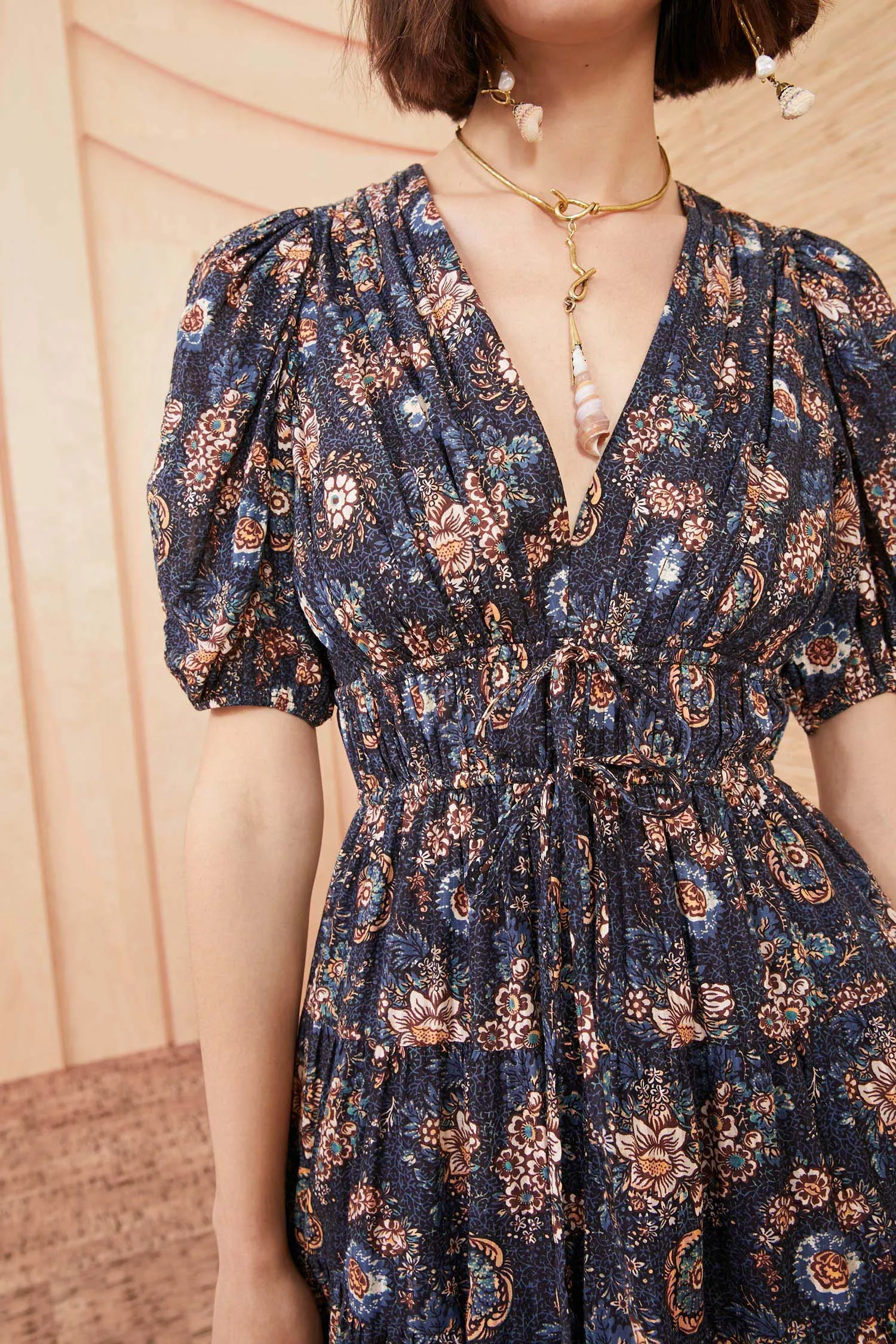 Ulla Johnson Thelma Dress in Twilight - Elegant Bohemian Midi Dress with Floral Print and Flowy Silhouette
