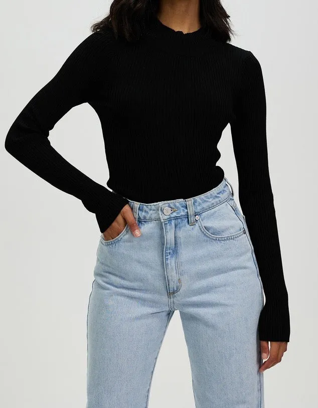 White By FTL Pansy Rib Top - Black