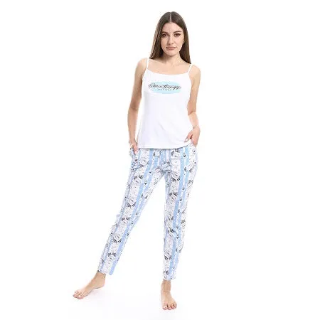 Women's 3-Piece Cotton Summer Pajama Set, Soft and Comfy - Blue