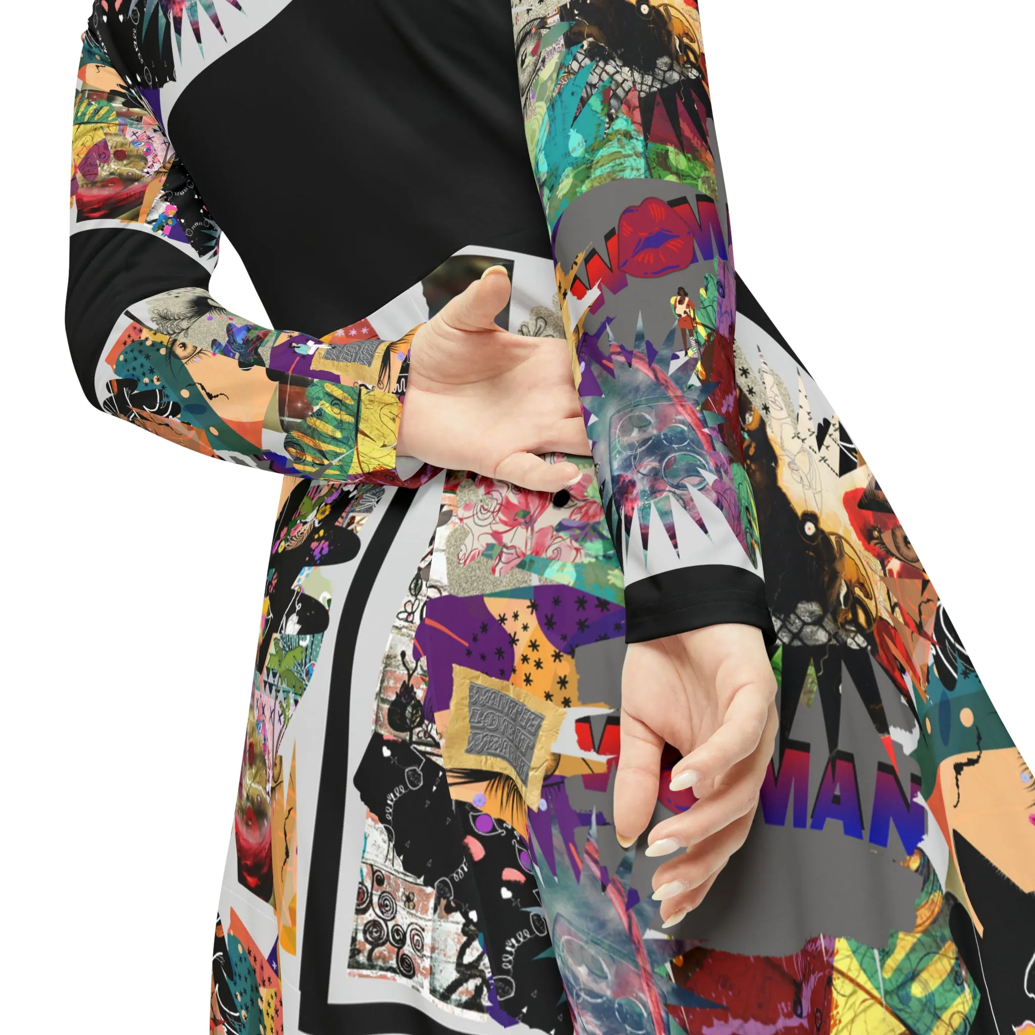 Women's Long Sleeve Dance Dress (AOP) MARCIA