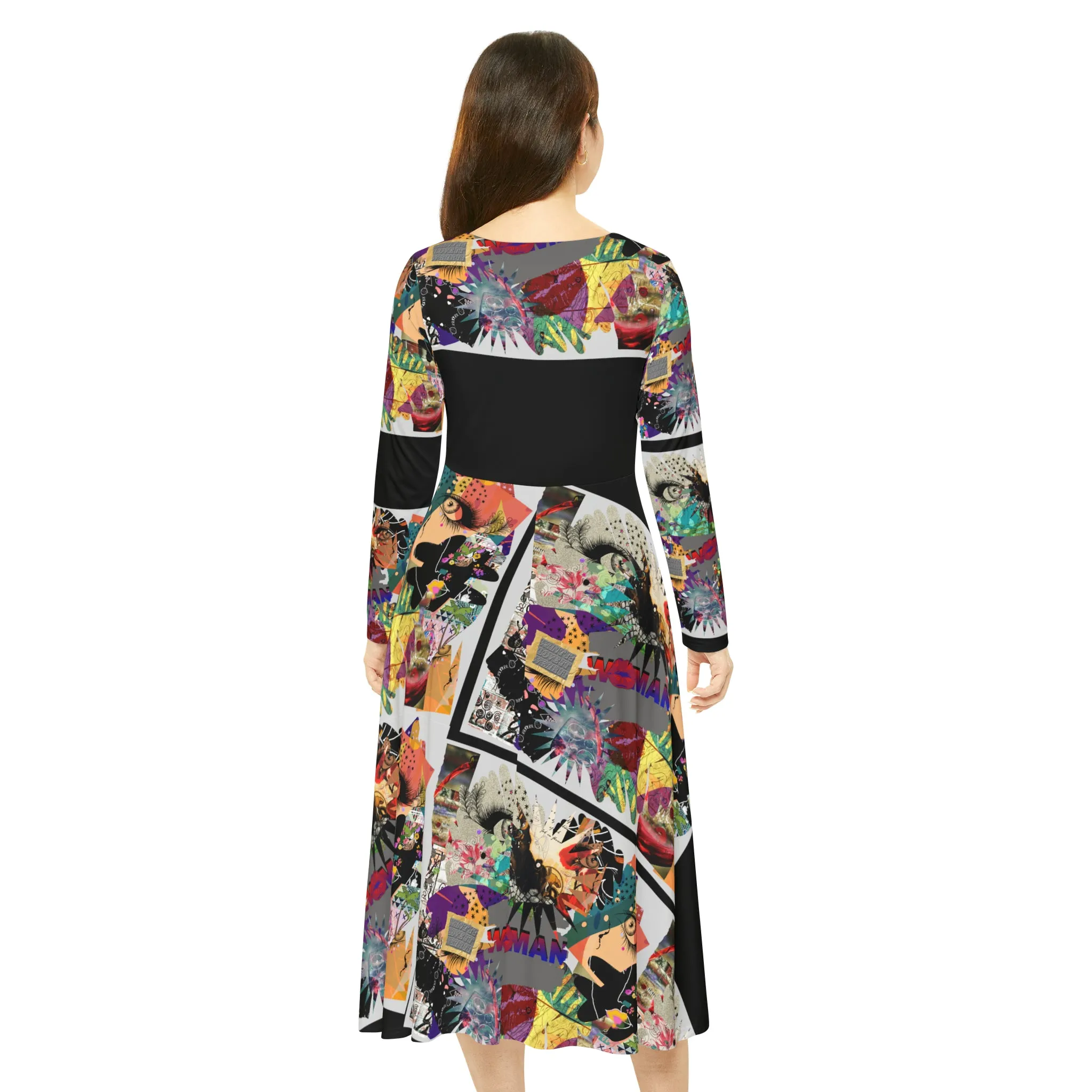 Women's Long Sleeve Dance Dress (AOP) MARCIA