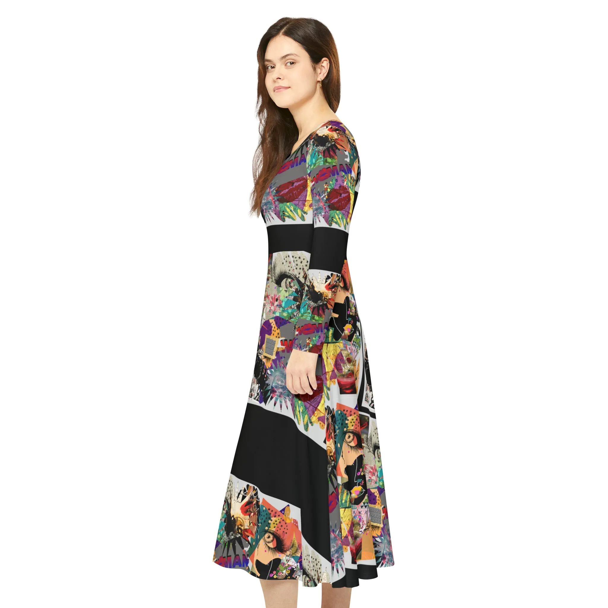 Women's Long Sleeve Dance Dress (AOP) MARCIA