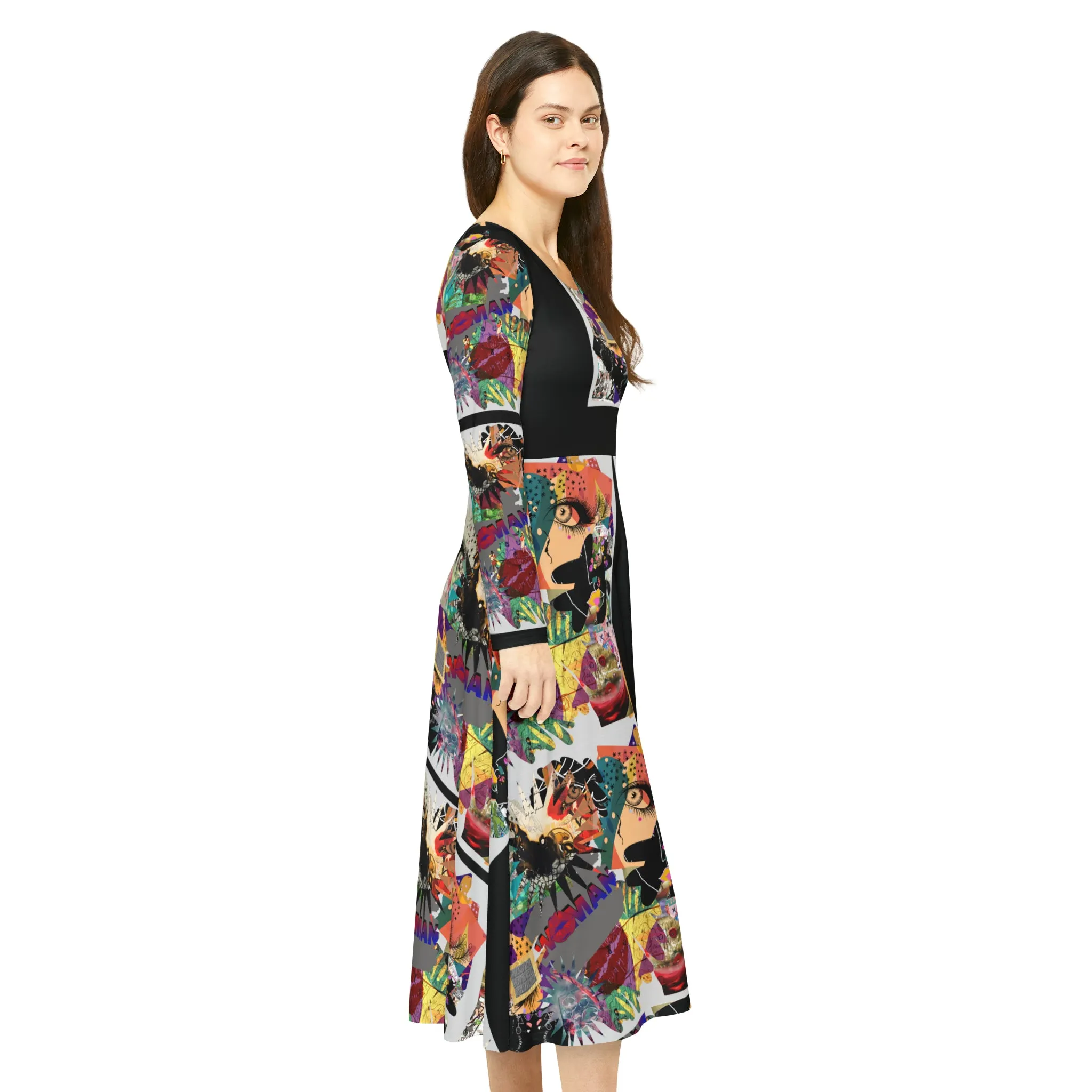 Women's Long Sleeve Dance Dress (AOP) MARCIA