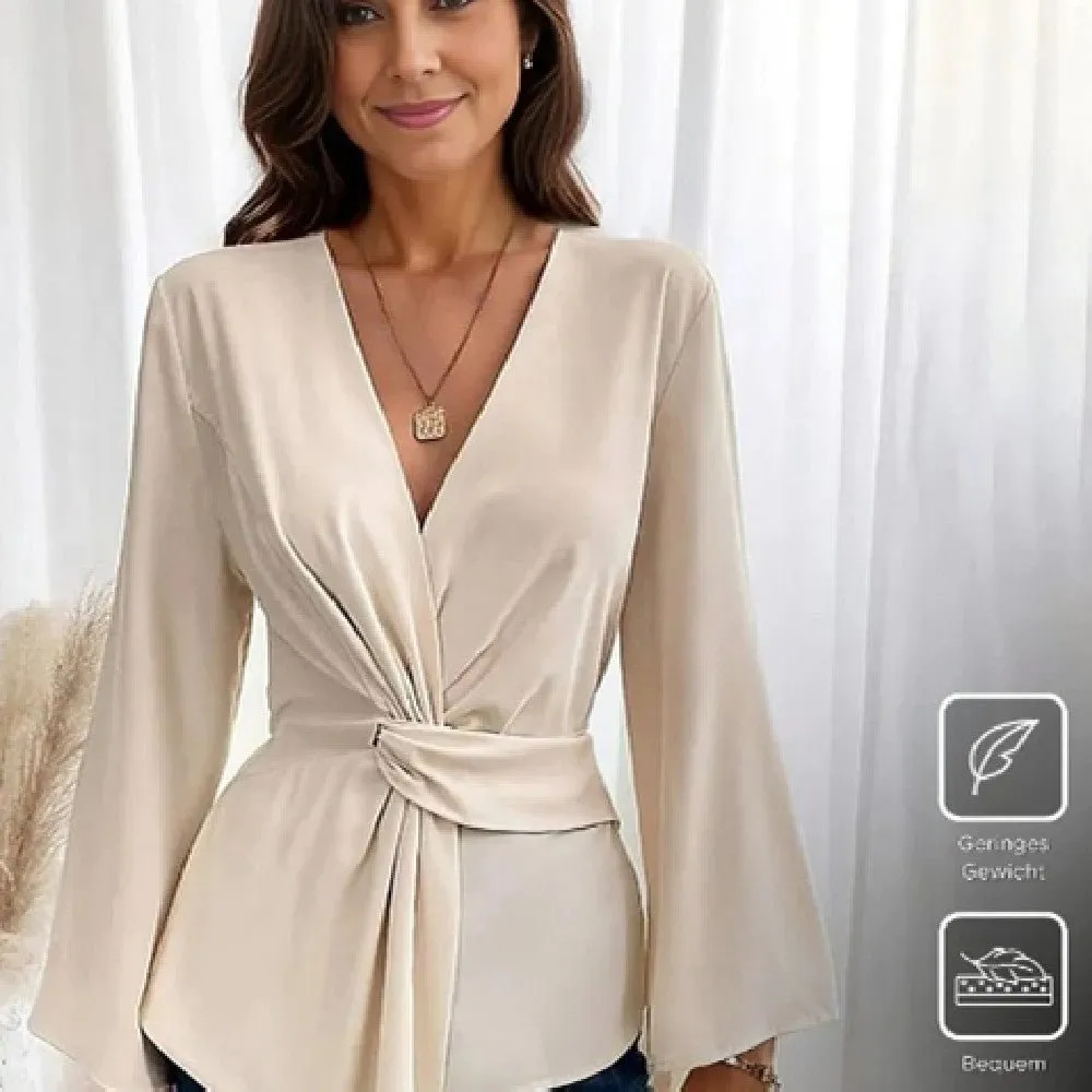 Women’s V-Neck Long Sleeve Top – Stylish, Breathable, Perfect for Spring & Summer