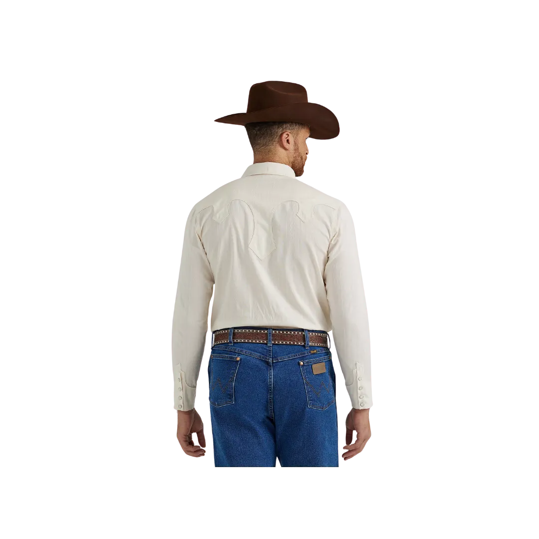 Wrangler Men's Rodeo Ben Western Snap In Ivory Textured Shirt