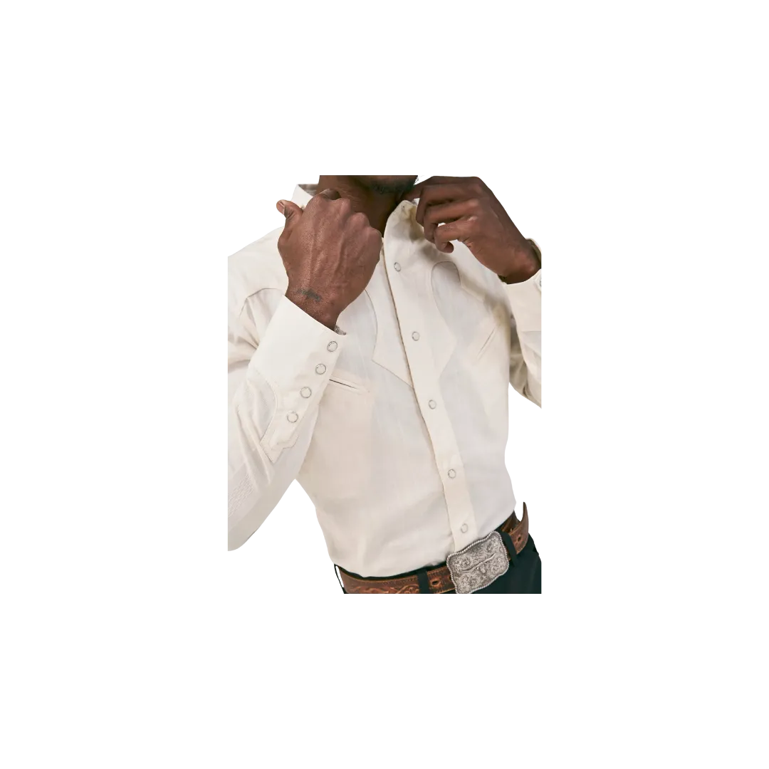 Wrangler Men's Rodeo Ben Western Snap In Ivory Textured Shirt