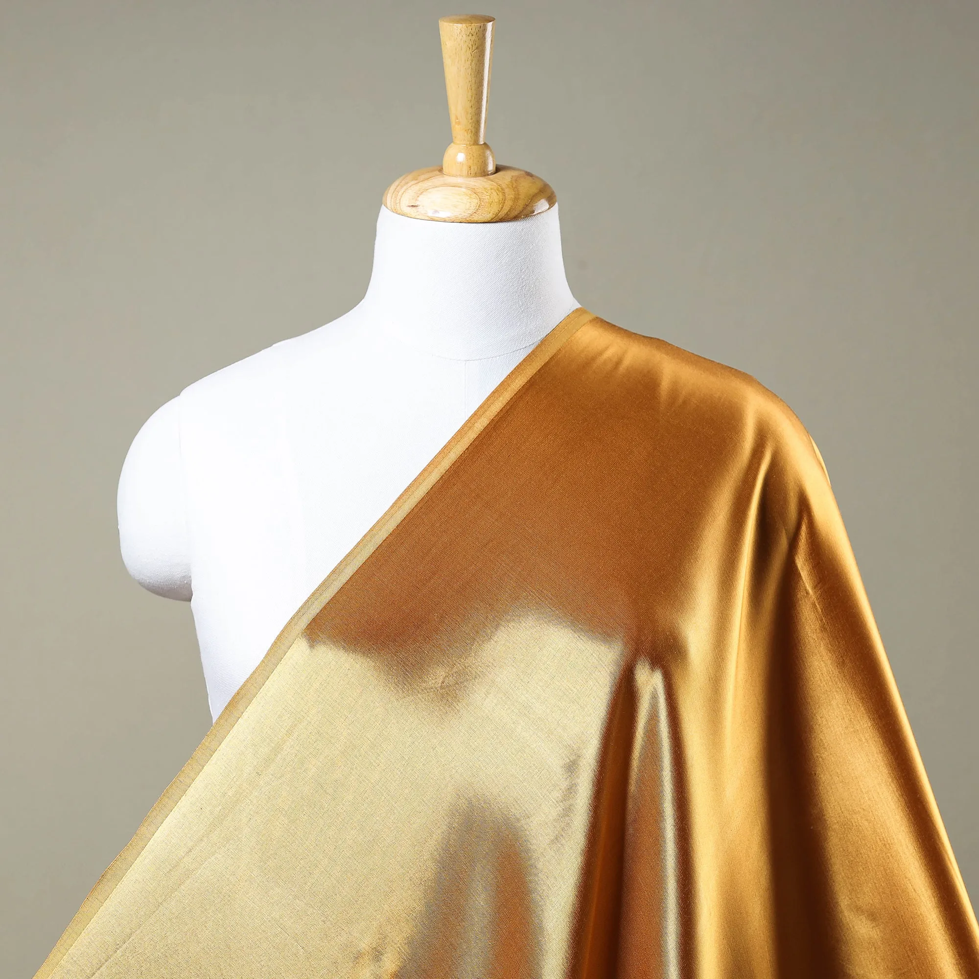 Yellow - Mashru Silk Plain Dyed Fabric (Width - 46 in)