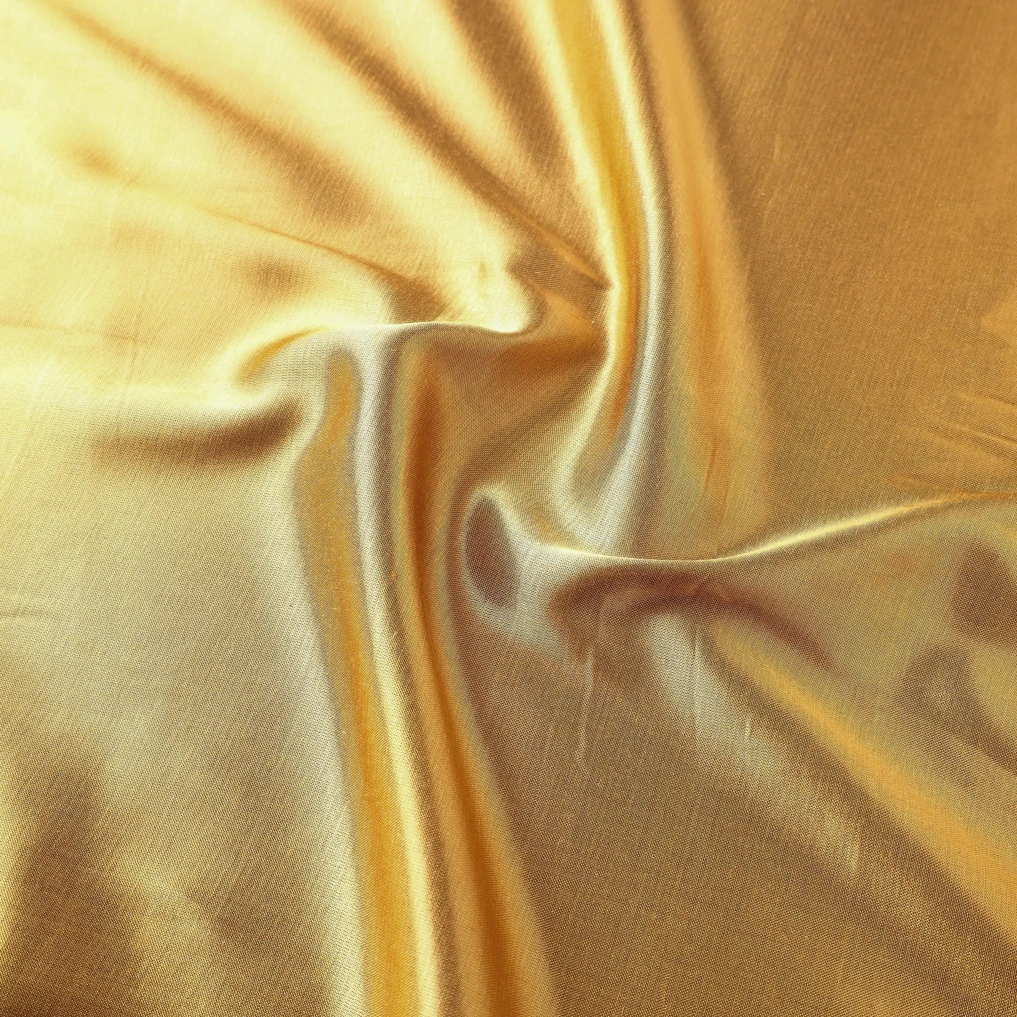 Yellow - Mashru Silk Plain Dyed Fabric (Width - 46 in)